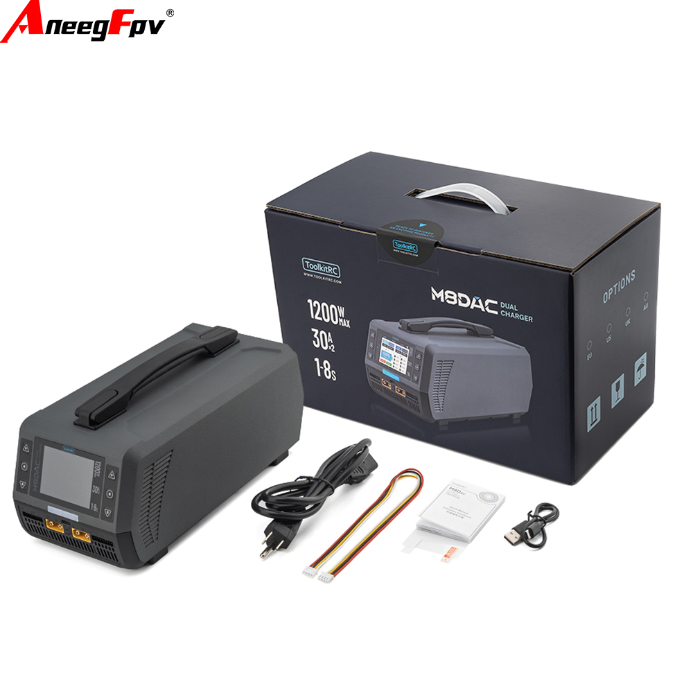 Drone Battery Balance Charger - Интеллектуальное зарядное устройство ToolkitRC M8DAC, 2-канальное,